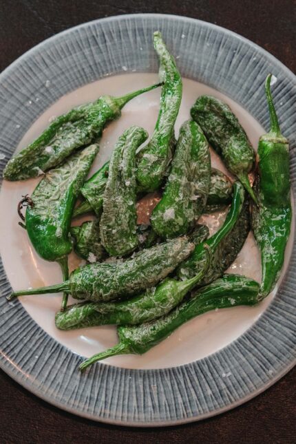 Green Padrón peppers classic tapas dish in Mayfair