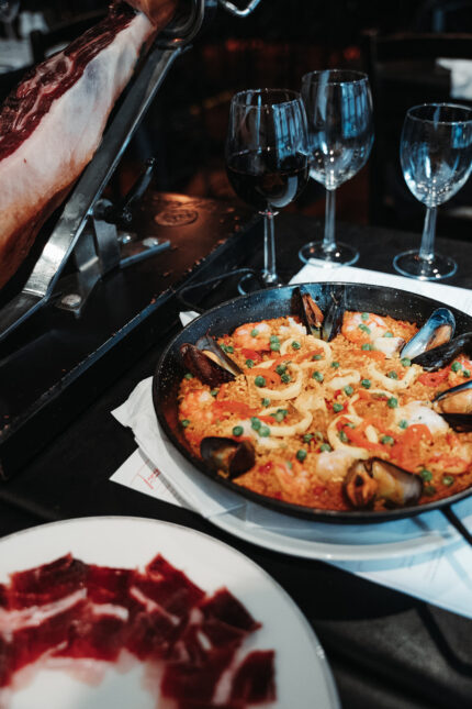 Paella iberico ham tapas bar restaurant serving