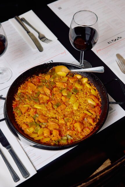Premium authentic Spanish Paella menu London classic Valenciana with Chicken, not rabbit.