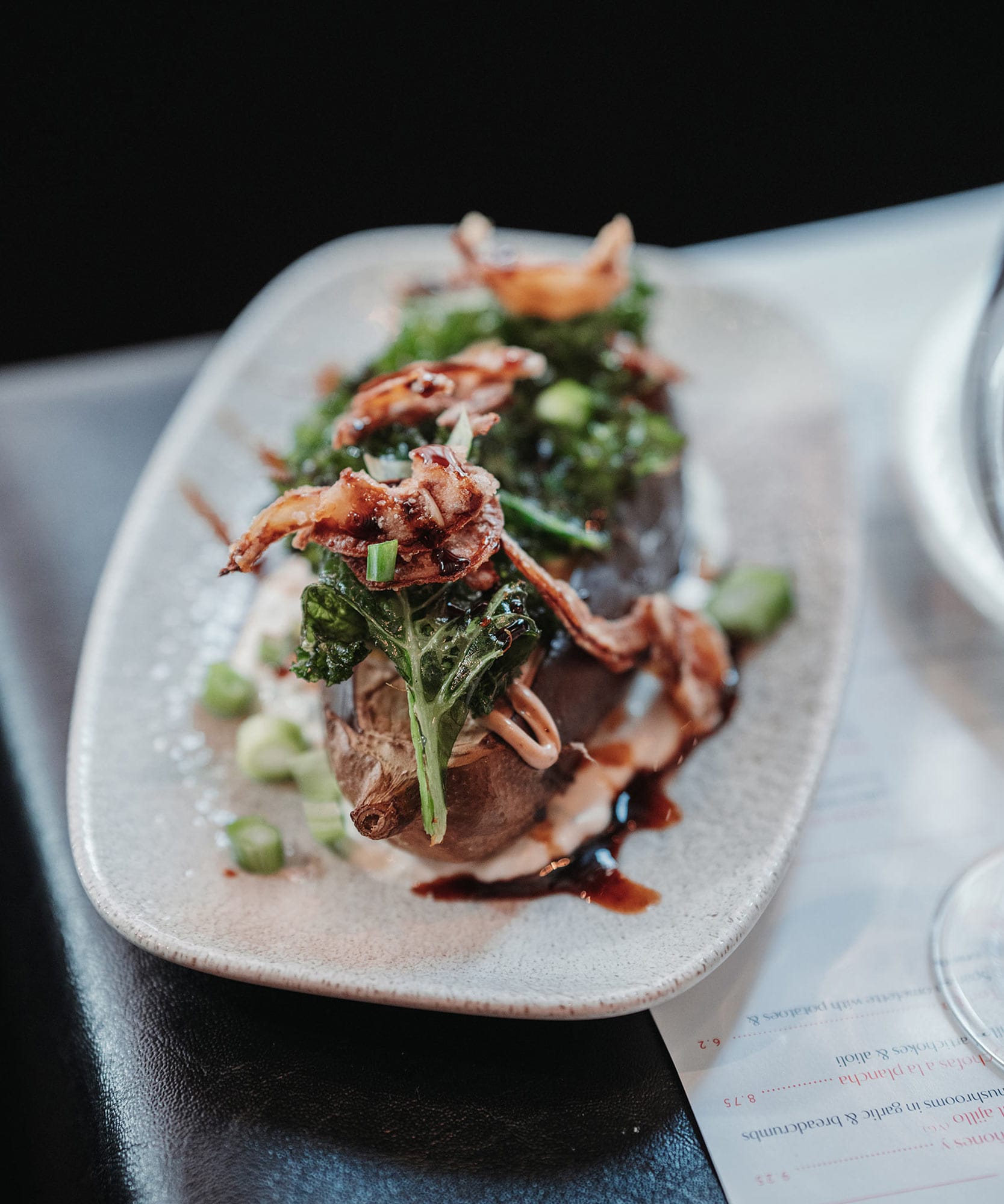 Miso glazed aubergine small plate tapas dish