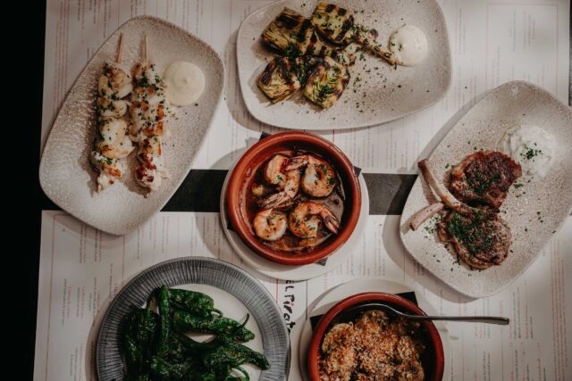 Este bar de tapas en Mayfair London Espanol small plates served in the restaurant for group party