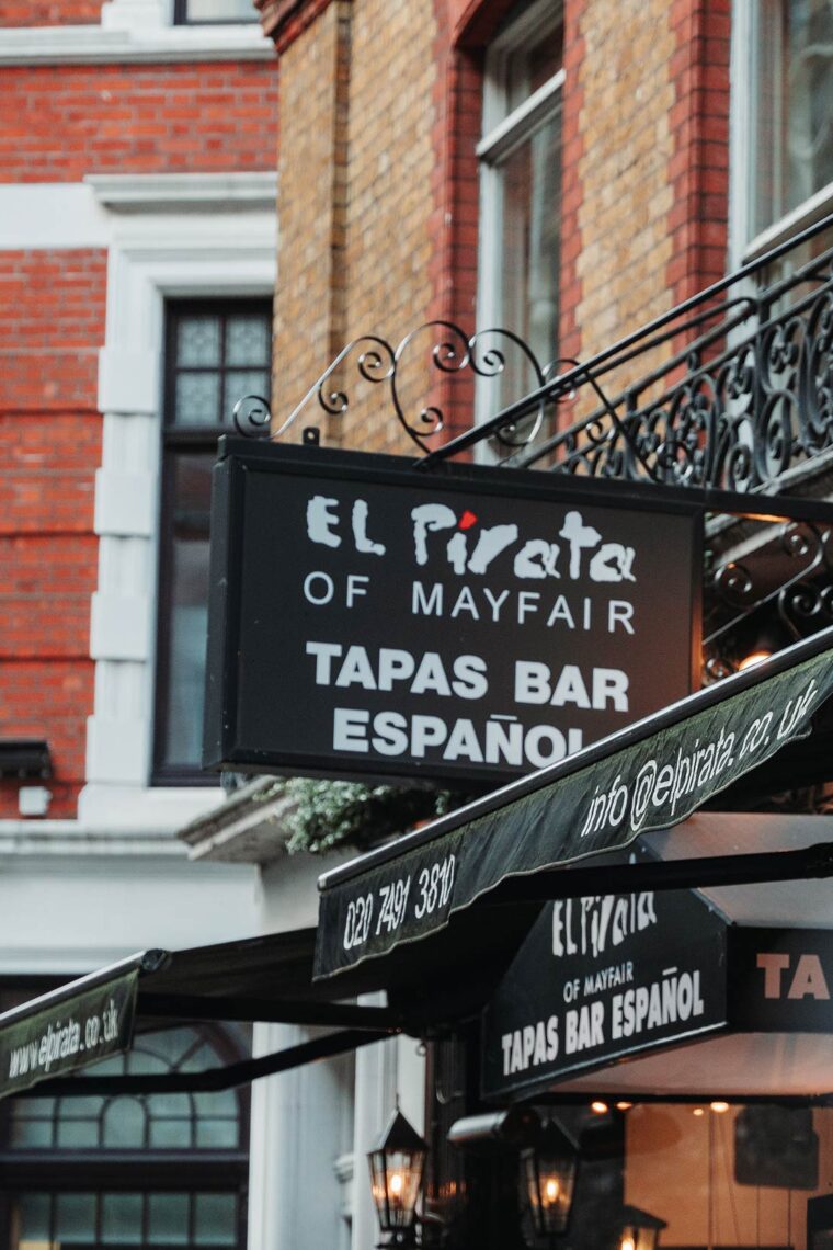 Iconic tapas bar restaurant El Pirata of Mayfair