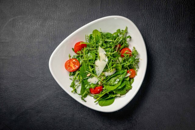 Green salad Mediterranean diet olive oil parmesan cheese