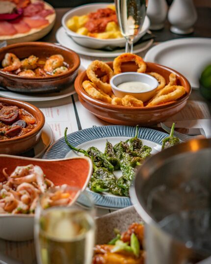 Group party menu Spanish tapas sharing menu Mayfair