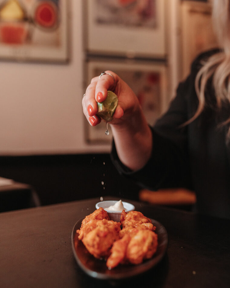 Lemon squeezed Squid Calamari at El Pirata Mayfair - grilled baby squid in our Bar Restaurant