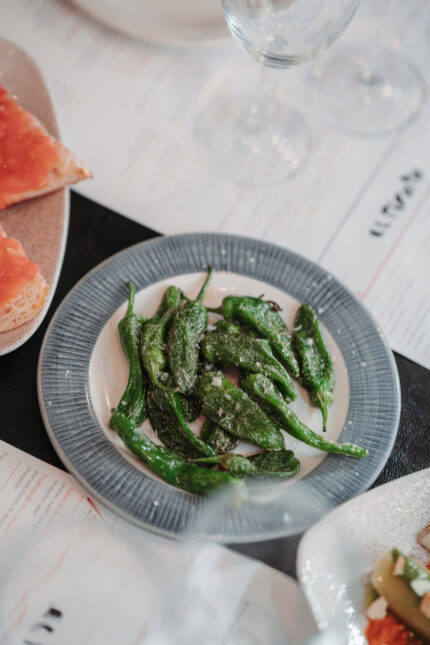 padron peppers pan bread tomato mayfair restaurant
