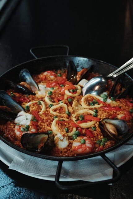 Prepare to order seafood Paella restaurant Mayfair London