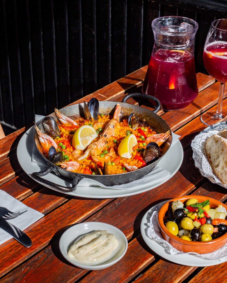 Sangria and Paella in London freshly prepared traditional way at our restaurant
