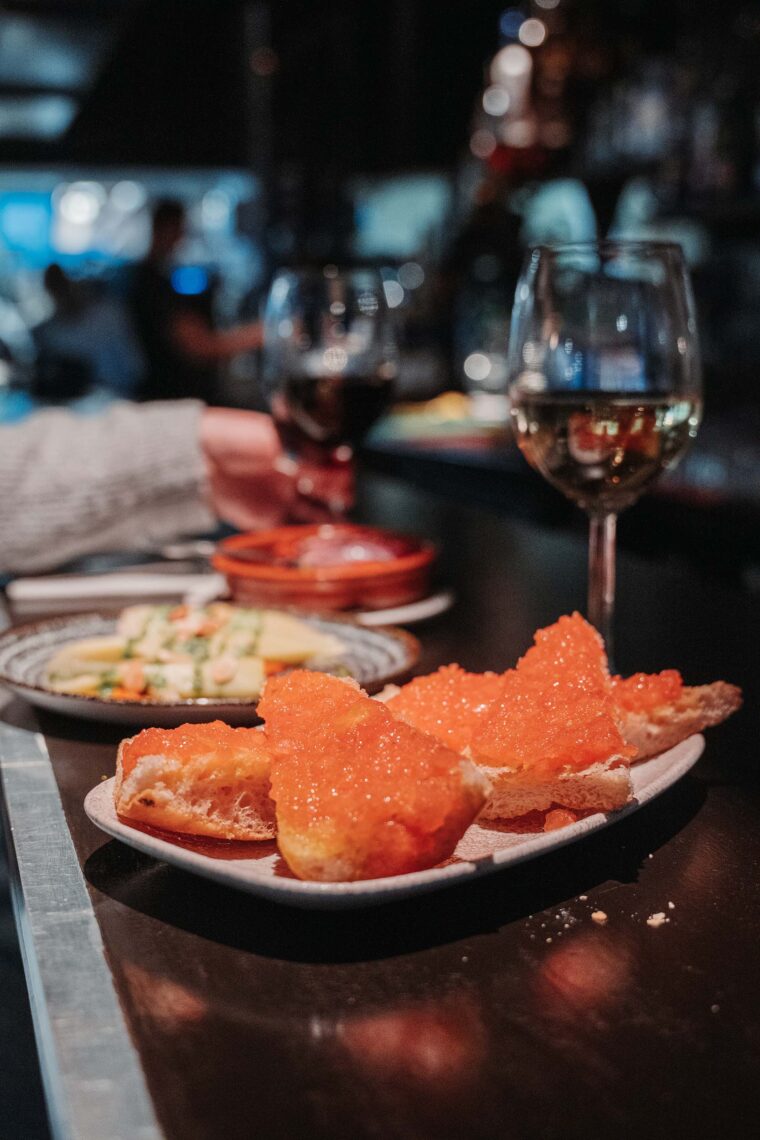 Spanish wine by the glass tapas bar pan bread con tomatoes