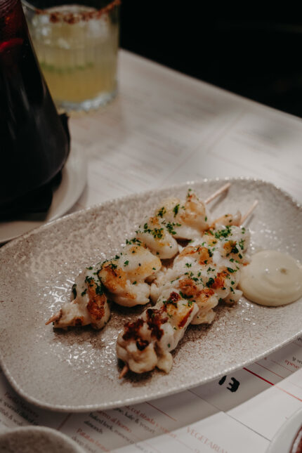  Sharing menu Delicious cod cheeks Mayfair, with a selection of traditional Spanish dishes