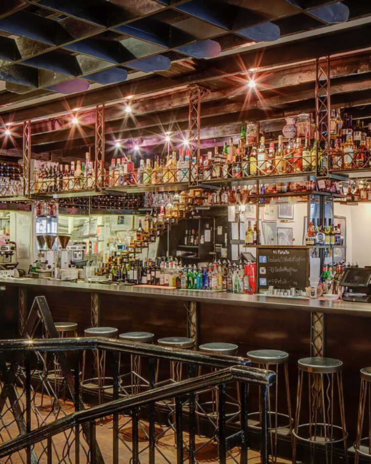 The long bar at iconic-tapas bar in London El Pirata of Mayfair