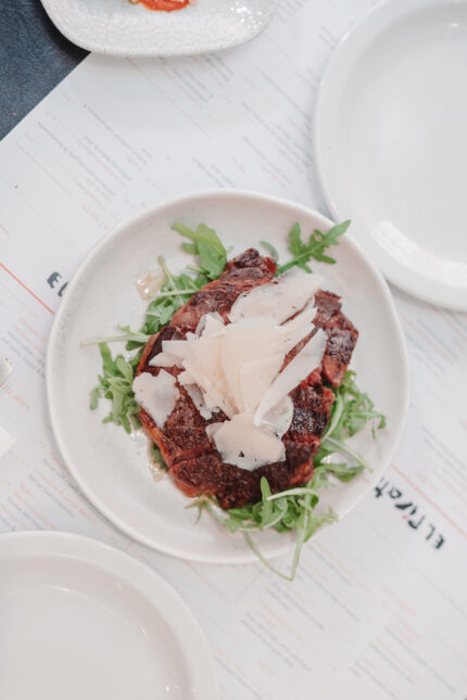 Small plate tapas dish pork chorizo parmesan cheese served at our restaurant