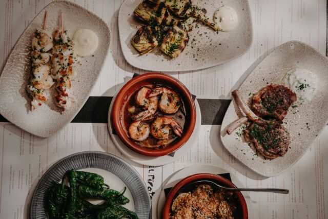 Nobu's choice in London Tapas sharing menu for two cod cheeks padron meatballs