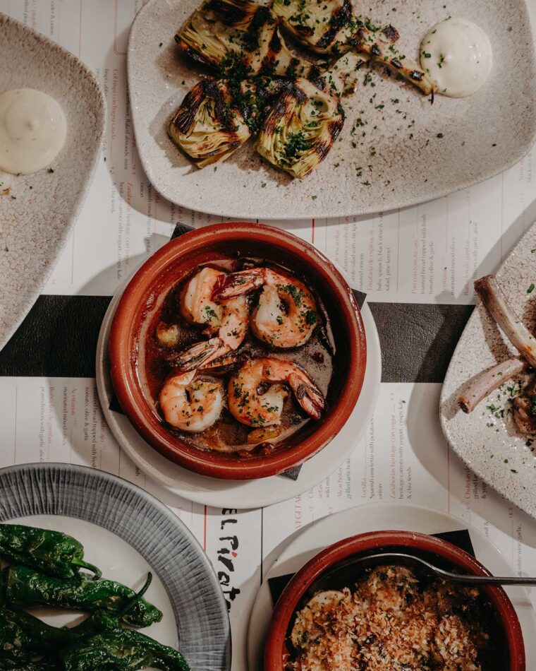 Tapas sharing menu for two cod cheeks padron meatballs