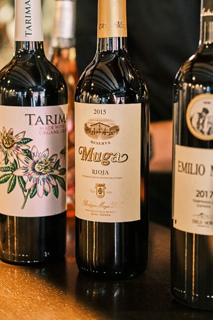 Muga Rioja wines including Muga Reserva, Muga Rosado and Muga Blanco served at El Pirata Mayfair.