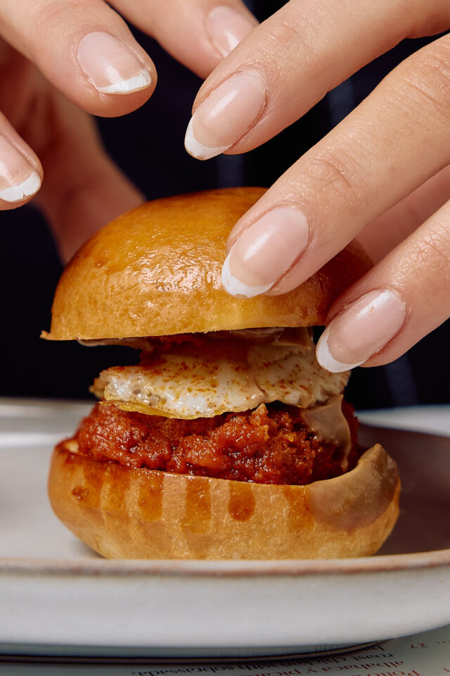 Mediterranean Restaurant Shepherd Market Mayfair London Tapas Mini Burgers, At El Pirata, we serve them by hand - no sliding here.