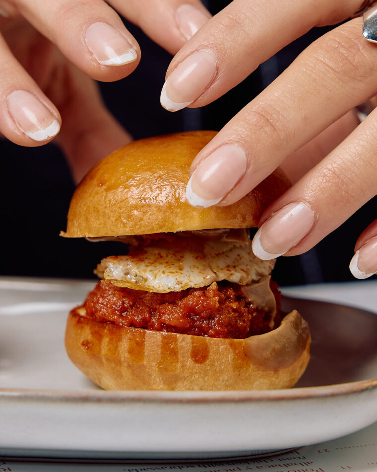 Mediterranean Restaurant Shepherd Market Mayfair London Tapas Mini Burgers, At El Pirata, we serve them by hand - no sliding here.